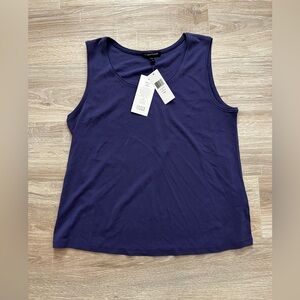 NWT Eileen Fisher Women’s Stretch Silk Jersey Scoop Neck Tank Iris - Medium